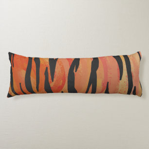 Coussins Longs Tiger chaud orange et noir