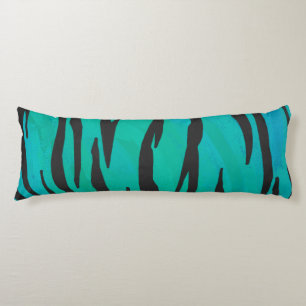 Coussins Longs Tiger noir et Turquoise