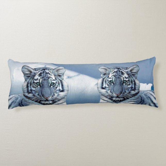 Coussins Longs Tigre blanc bleu (Dos)