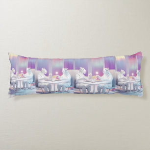 Coussins Longs Tigres blancs à la table pastel 