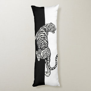 Coussins Longs Tigres en noir et blanc