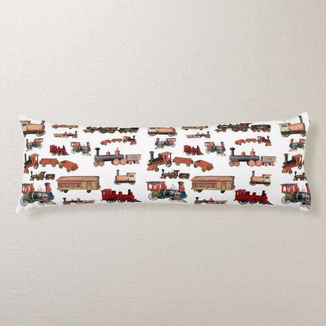 Coussins Longs Train Jouet vintage Motif Trains colorés (Devant)
