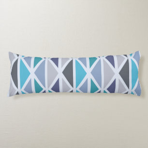 Coussins Longs Triangles d'art géométrique rétro gris turquoise