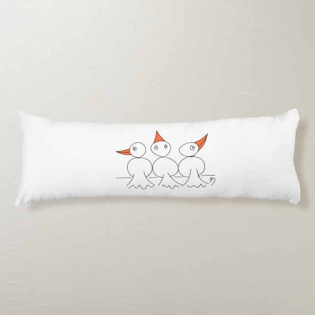 Coussins Longs Trois oiseaux sur le fil (Devant)