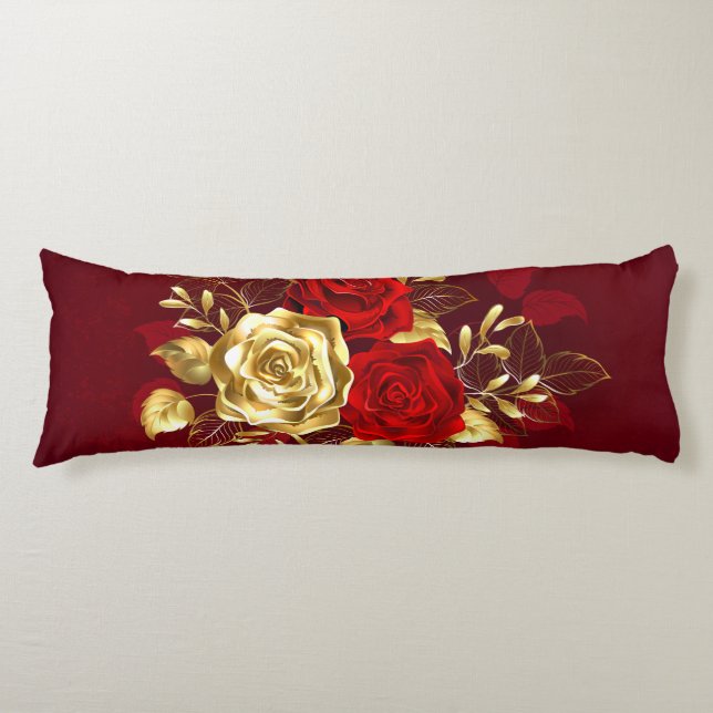 Coussins Longs Trois Roses de bijoux (Devant)