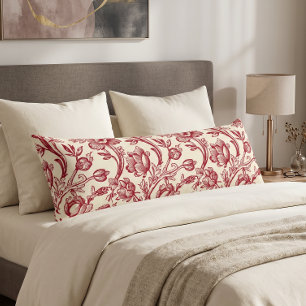 Coussins Longs Tulipes rouges et crème Toile - Décoration de camp