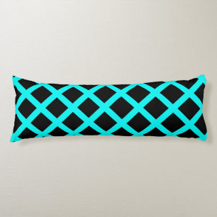 Coussins Longs Turquoise Black Checker Diamond Stripes Motif