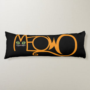Coussins Longs Typographie de chat MEOW ORANGE