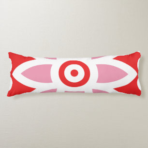 Coussins Longs un motif rouge et blanc avec une fleur