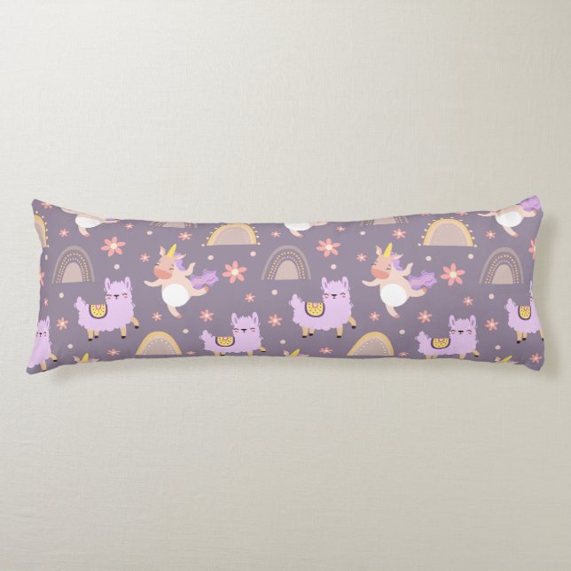 Coussins Longs Unicornes Et Llamas Oreiller Corps (Devant)