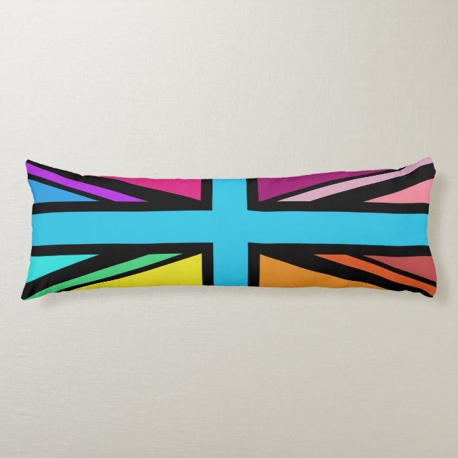 Coussins Longs Union Jack/Drapeau Multicolore+Noir (Devant)