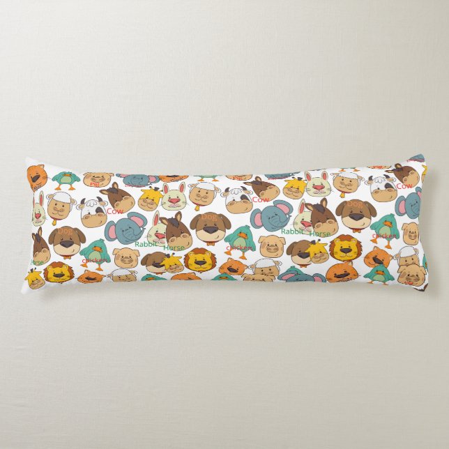 Coussins Longs Vaches de ferme adorables lapins cochon enfants bl (Devant)