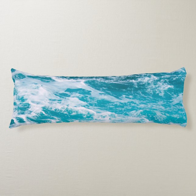 Coussins Longs Vagues de l'océan bleu (Devant)