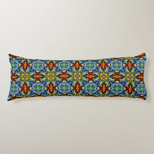 Coussins Longs Verre peint vintage en Blues et Motif vert