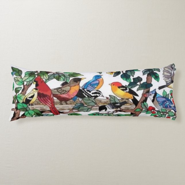 Coussins Longs Verre Trait Beau Art Beaux Fleuves & Oiseaux (Devant)