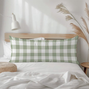 Coussins Longs Vert sauge de ferme rustique gingham carreaux plai