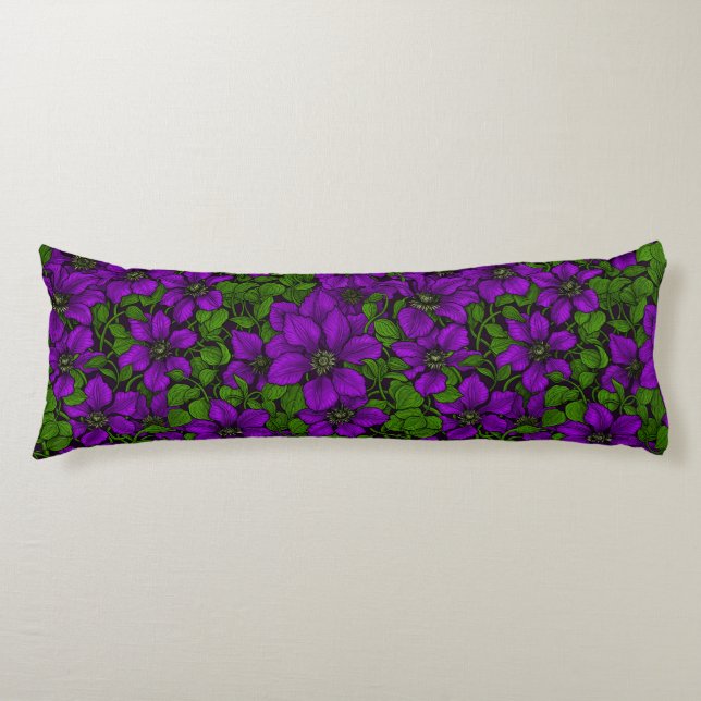 Coussins Longs Vigne de Clematis pourpre (Devant)