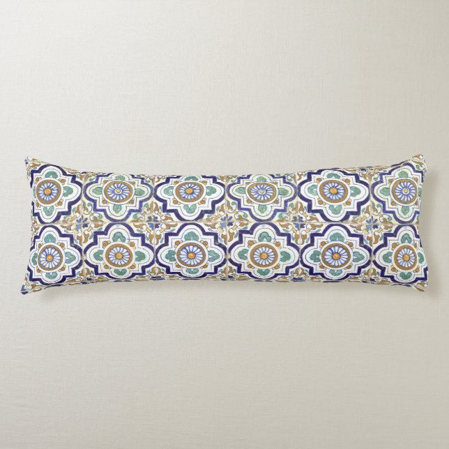 Coussins Longs Vintage Botanique Carreaux ornementaux Motif (Devant)