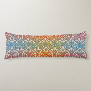 Coussins Longs Vintage Damask Contour Wallpaper - bleu violet rou