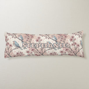 Coussins Longs Vintage Sakura Cerry Blossom & Bird Aesthétiquemen