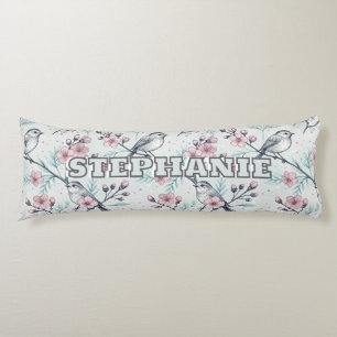 Coussins Longs Vintage Sakura Cerry Blossom & Bird Aesthétiquemen