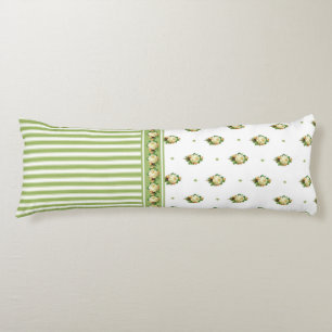 Coussins Longs Vintage Victorien Blanc Rose Bloom Vert Bande