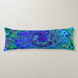 Coussins Longs Violet Bleu Abstrait Rétro Tourbillon Liquide Trip