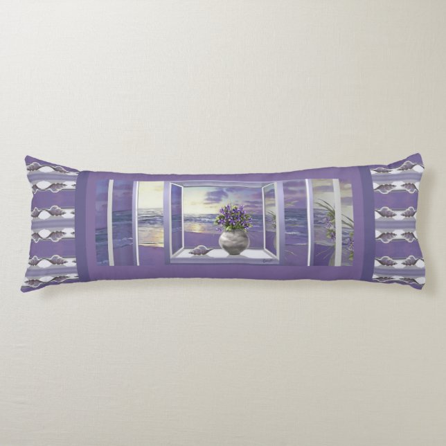 Coussins Longs violettes dans un bocal de lune (Devant)
