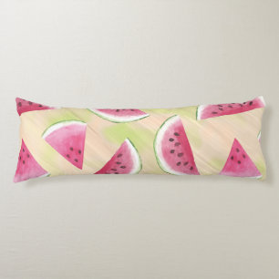 Coussins Longs Watercolor Watermelon Slices Peinture Brush Strots