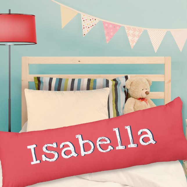 Coussins Longs Watermelon Rouge Personnalisé Simple tendance mode (A personalized body pillow in watermelon red, with white text, in a modern minimalist style)