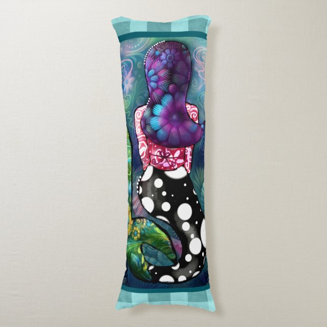 Coussins Longs Whimsical Abstract Mermaid Nautical Teal Seashells (Devant (Vertical))