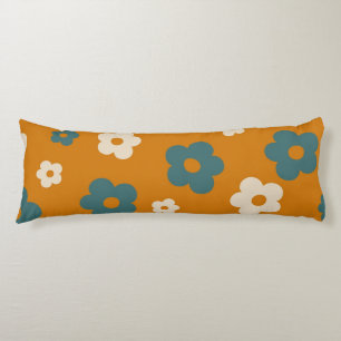 Coussins Longs Whimsical Brown & Blue Floral Retro, Gai