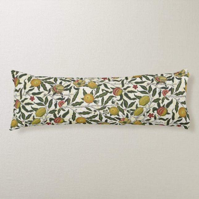 Coussins Longs William Morris Belles Fleurs de Fruits Rouge (Devant)