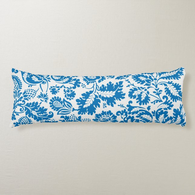 Coussins Longs William Morris Inspiré Bleu Botanique (Devant)