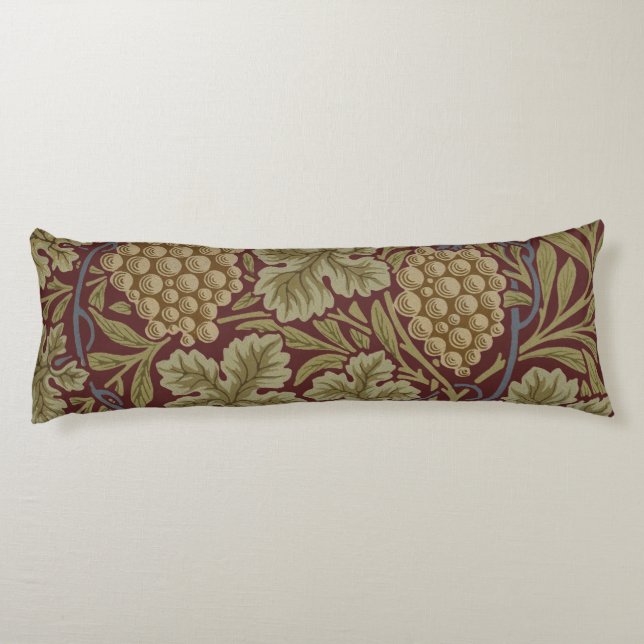 Coussins Longs William Morris Vine Grappe Rouge Vert Art (Dos)