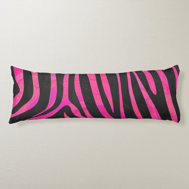 Coussins Longs Zebra noir et rose chaud (Devant)