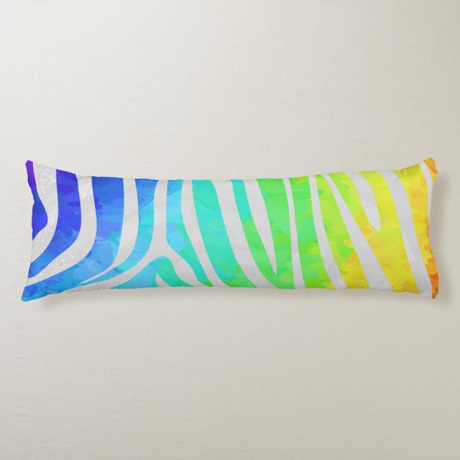 Coussins Longs Zebra Rainbow et White Print (Devant)