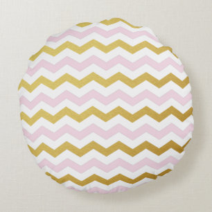 Coussins Motifs ronds Gold et Pink Chevron