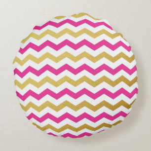 Coussins Motifs ronds Gold et Pink Chevron