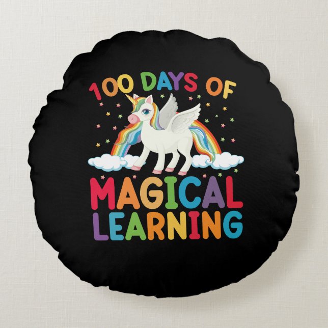 Coussins Ronds 100 Jours De Magical Learning School Unicorn Girls (Devant)