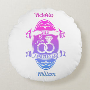 Coussins Ronds 12 ans traditionnel Silk 12e anniversaire mariage