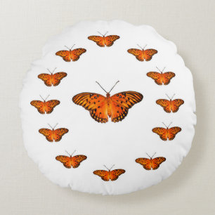 Coussins Ronds 13 papillons de la passion en blanc
