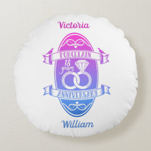 Coussins Ronds 18 traditionnel Porcelaine 18e anniversaire mariag