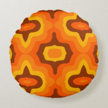 1960s 1970s Style Motif Round Cushion