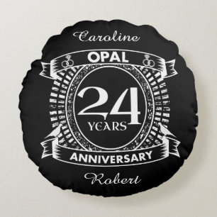 Coussins Ronds 24E opale pour le 24e anniversaire du mariage