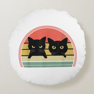Coussins Ronds 2 Chats noirs Pékin Vintage Retro Chat Animal Love