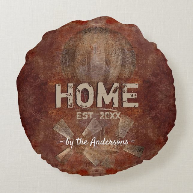 Coussins Ronds 2 en 1 Rouille industrielle style loft personnalis (Dos)