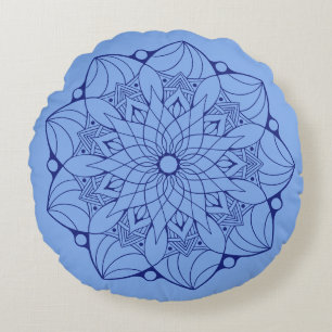 Coussins Ronds 2 Tone Bleu Mandala Tour Jeu Oreiller Pour Canapé