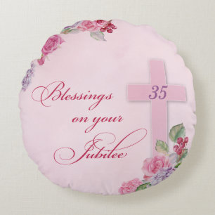 Coussins Ronds 35e anniversaire de la vie religieuse Nonne cathol