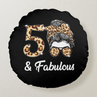 Coussins Ronds 50 ans Fabuleux Messy Bun Leopard 50e naissance